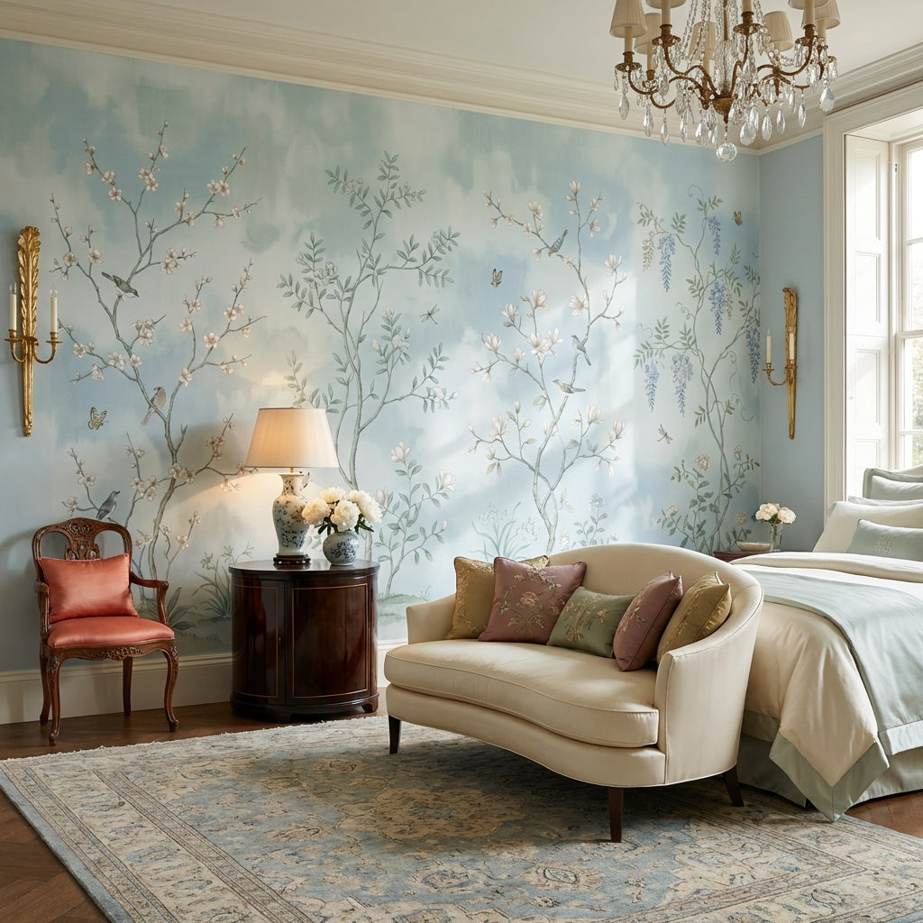 Floral Wallpaper Birds Vintage Wall Mural