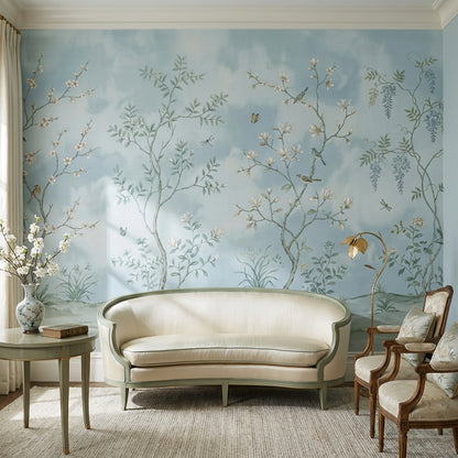 Floral Wallpaper Birds Vintage Wall Mural