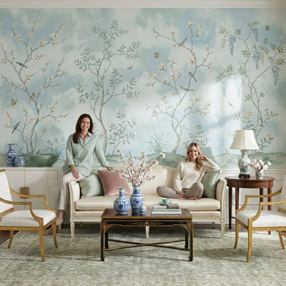 Floral Wallpaper Birds Vintage Wall Mural