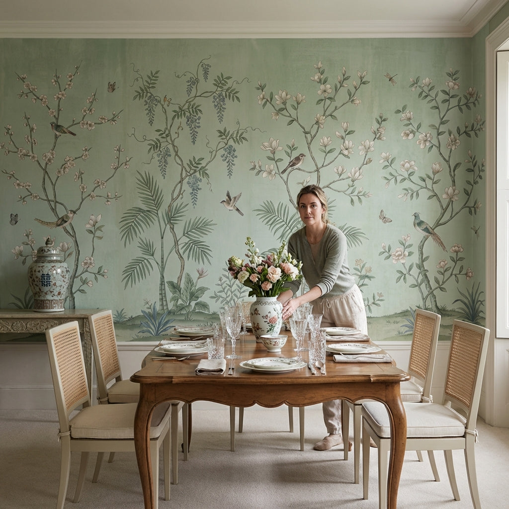 Floral Wallpaper Birds Traditional Wall Mural