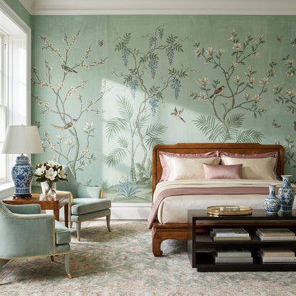 Floral Wallpaper Birds Traditional Wall Mural