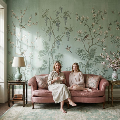 Floral Wallpaper Birds Traditional Wall Mural