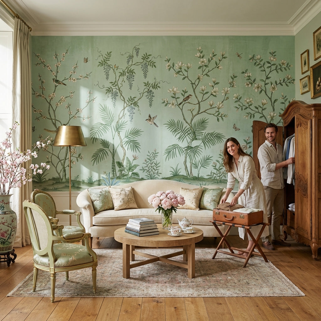 Floral Wallpaper Birds Traditional Wall Mural