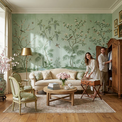 Floral Wallpaper Birds Traditional Wall Mural