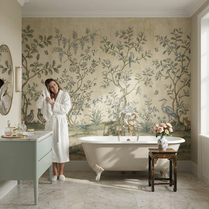 Floral Wallpaper Birds Chinoiserie Wall Mural