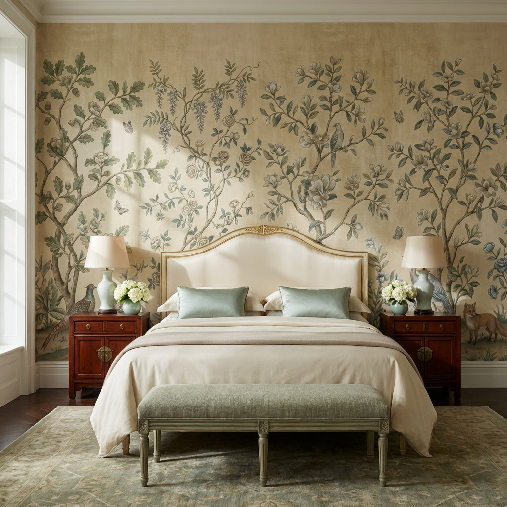Floral Wallpaper Birds Chinoiserie Wall Mural