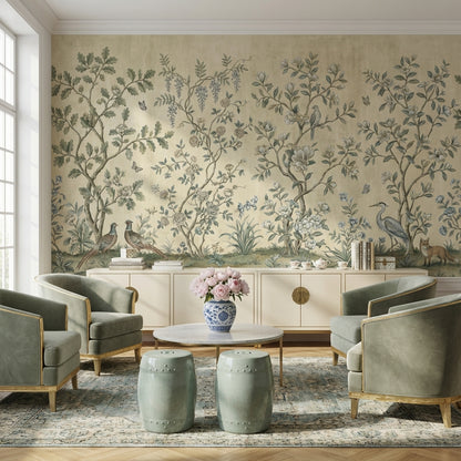 Floral Wallpaper Birds Chinoiserie Wall Mural