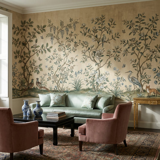 Floral Wallpaper Birds Chinoiserie Wall Mural
