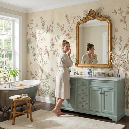 Vintage Floral Wallpaper Birds Nature Wall Mural