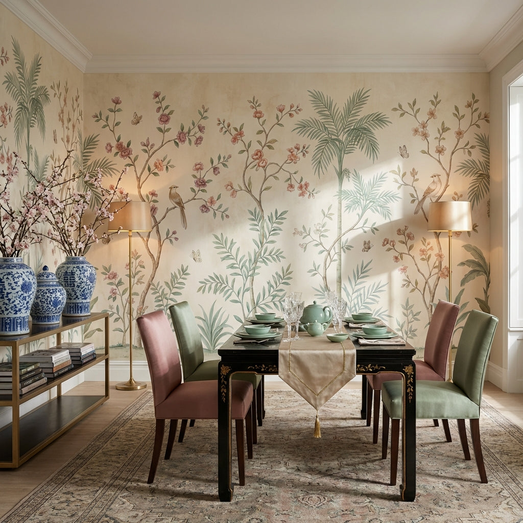 Vintage Floral Wallpaper Birds Nature Wall Mural