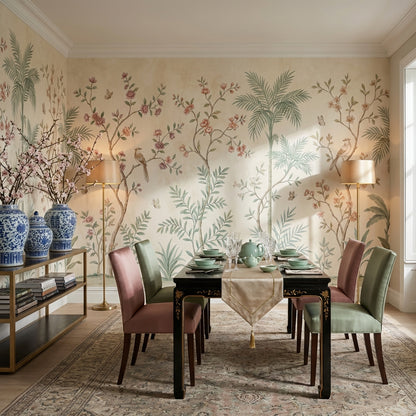 Vintage Floral Wallpaper Birds Nature Wall Mural