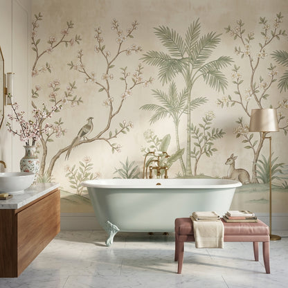 Floral Wallpaper Bird Deer Removable Wall Decor