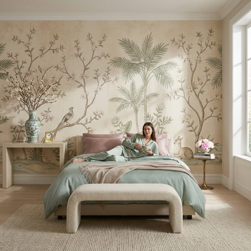 Floral Wallpaper Bird Deer Removable Wall Decor