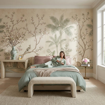 Floral Wallpaper Bird Deer Removable Wall Decor