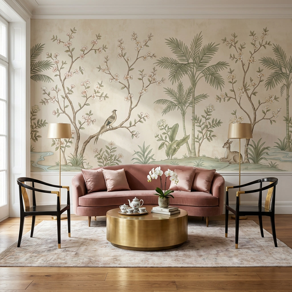 Floral Wallpaper Bird Deer Removable Wall Decor