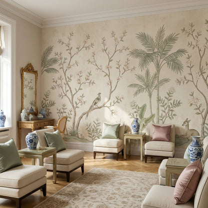 Floral Wallpaper Bird Deer Removable Wall Decor