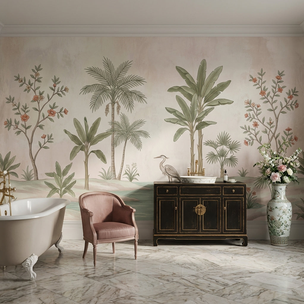 Tropical Vintage Wallpaper Floral Calm Wall Mural
