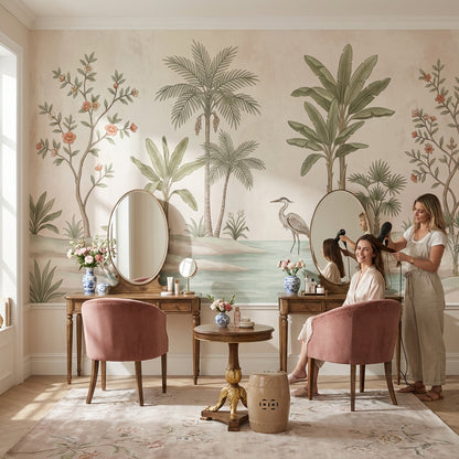 Tropical Vintage Wallpaper Floral Calm Wall Mural