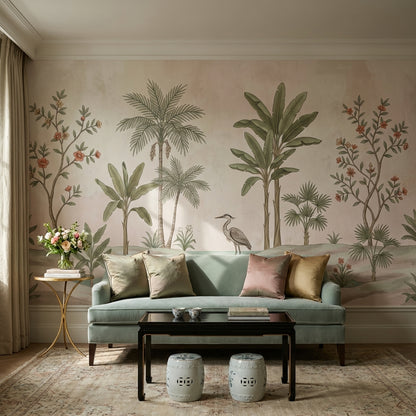 Tropical Vintage Wallpaper Floral Calm Wall Mural