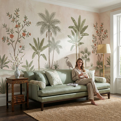 Tropical Vintage Wallpaper Floral Calm Wall Mural