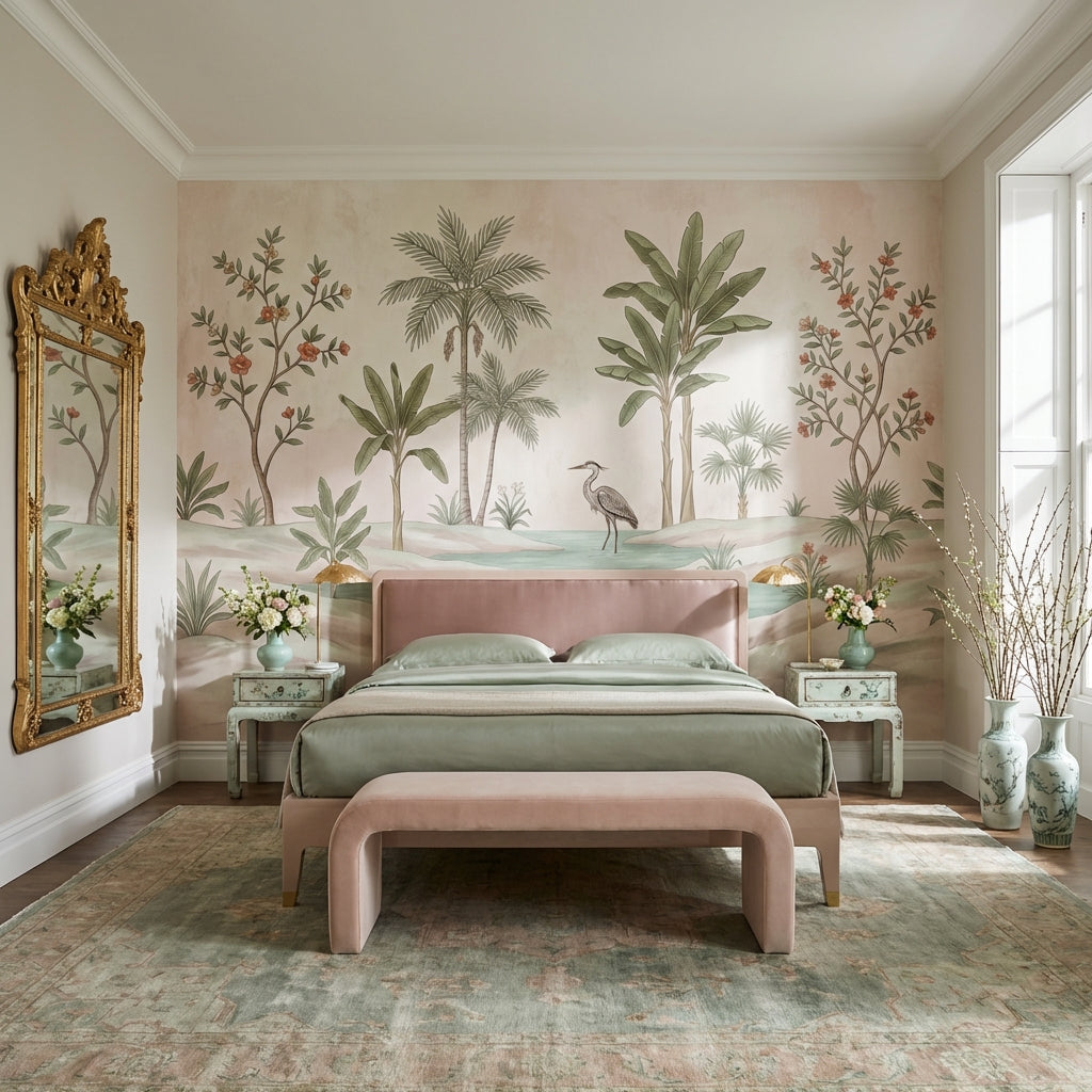 Tropical Vintage Wallpaper Floral Calm Wall Mural