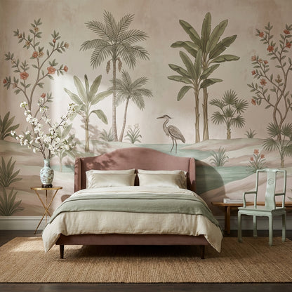 Tropical Vintage Wallpaper Floral Calm Wall Mural