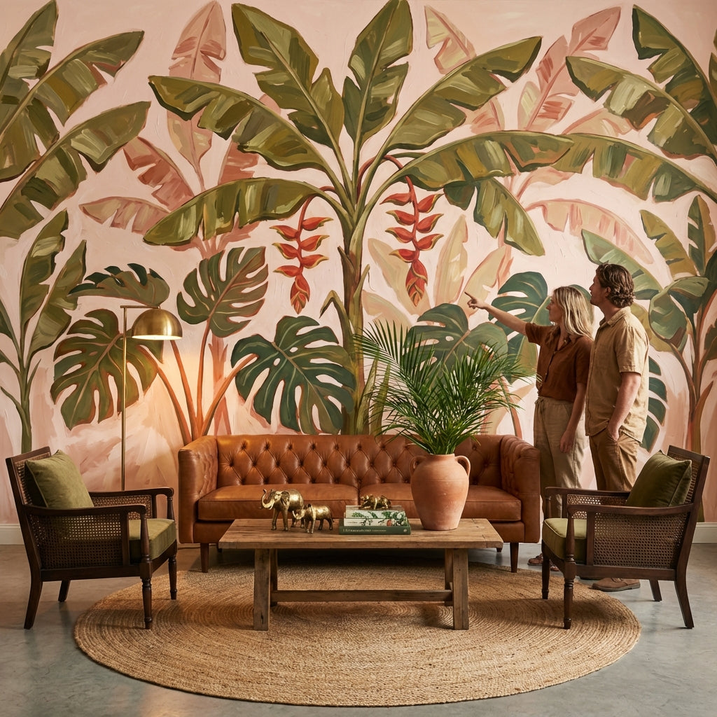 Shades Of Green Wallpaper Tropical Modern Wall Mural