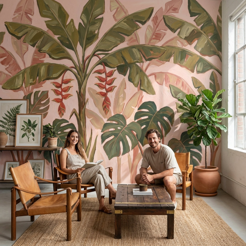 Shades Of Green Wallpaper Tropical Modern Wall Mural