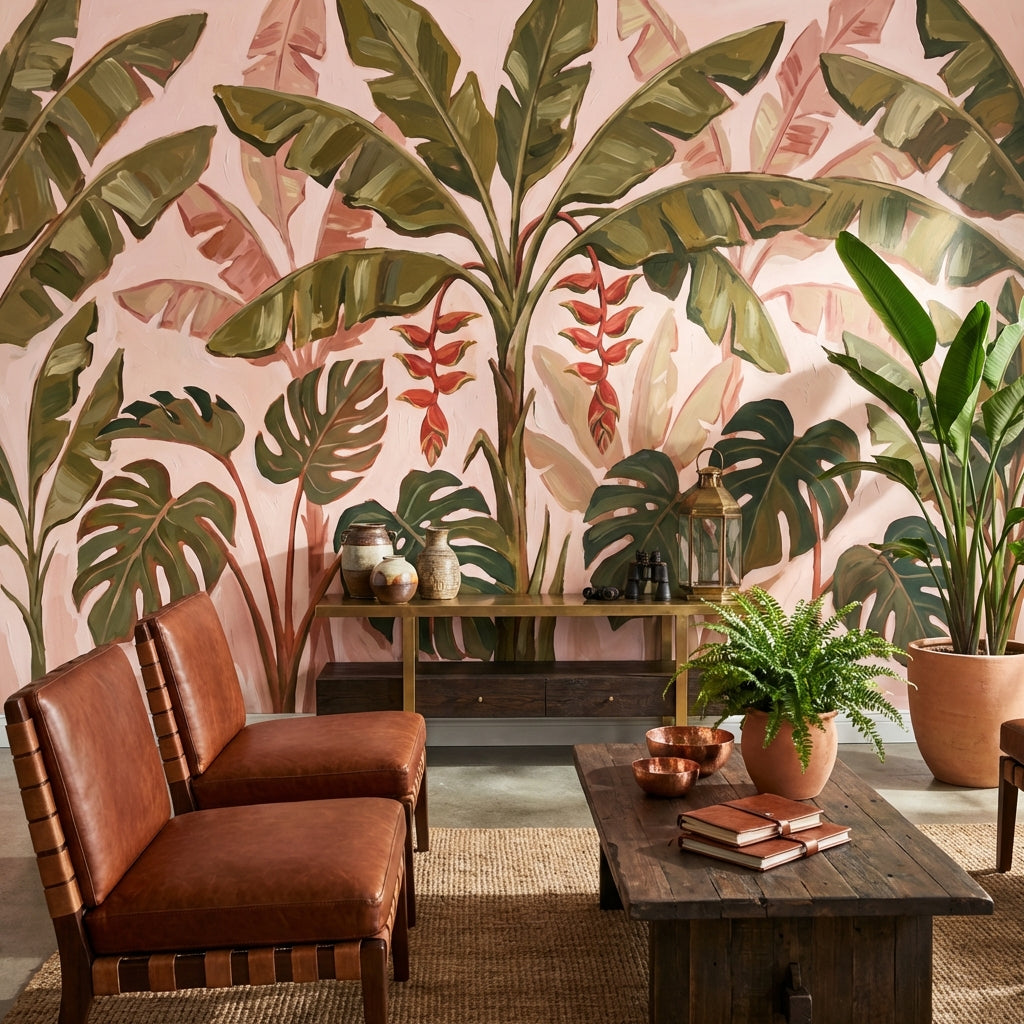 Shades Of Green Wallpaper Tropical Modern Wall Mural
