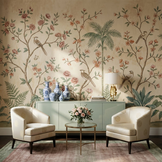 Chinoiserie Wallpaper Birds Floral Wall Mural
