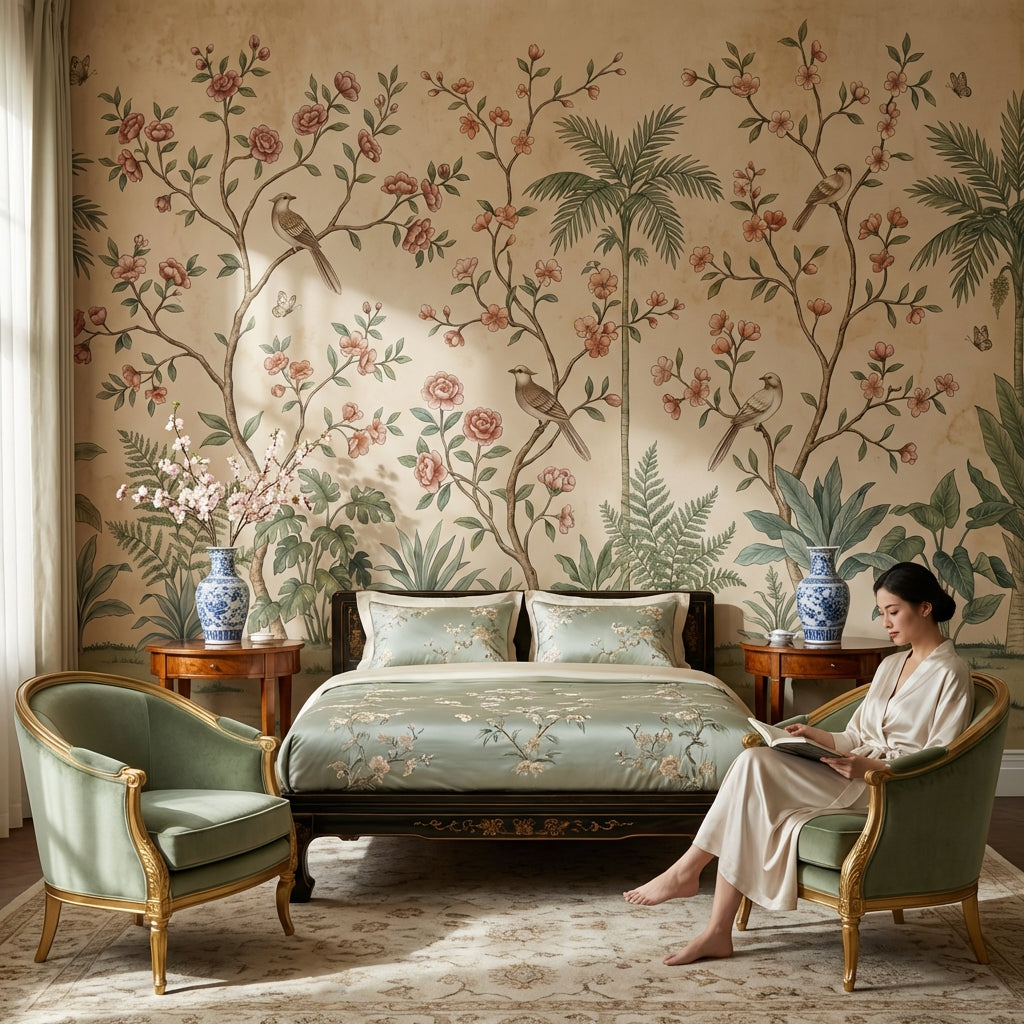 Chinoiserie Wallpaper Birds Floral Wall Mural