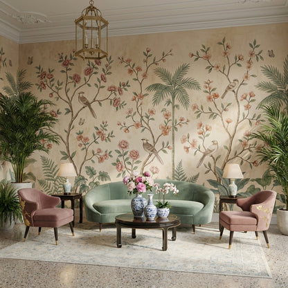 Chinoiserie Wallpaper Birds Floral Wall Mural