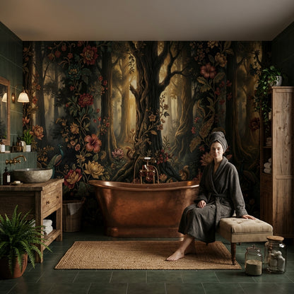 Forest Wallpaper Floral Vintage Wall Mural