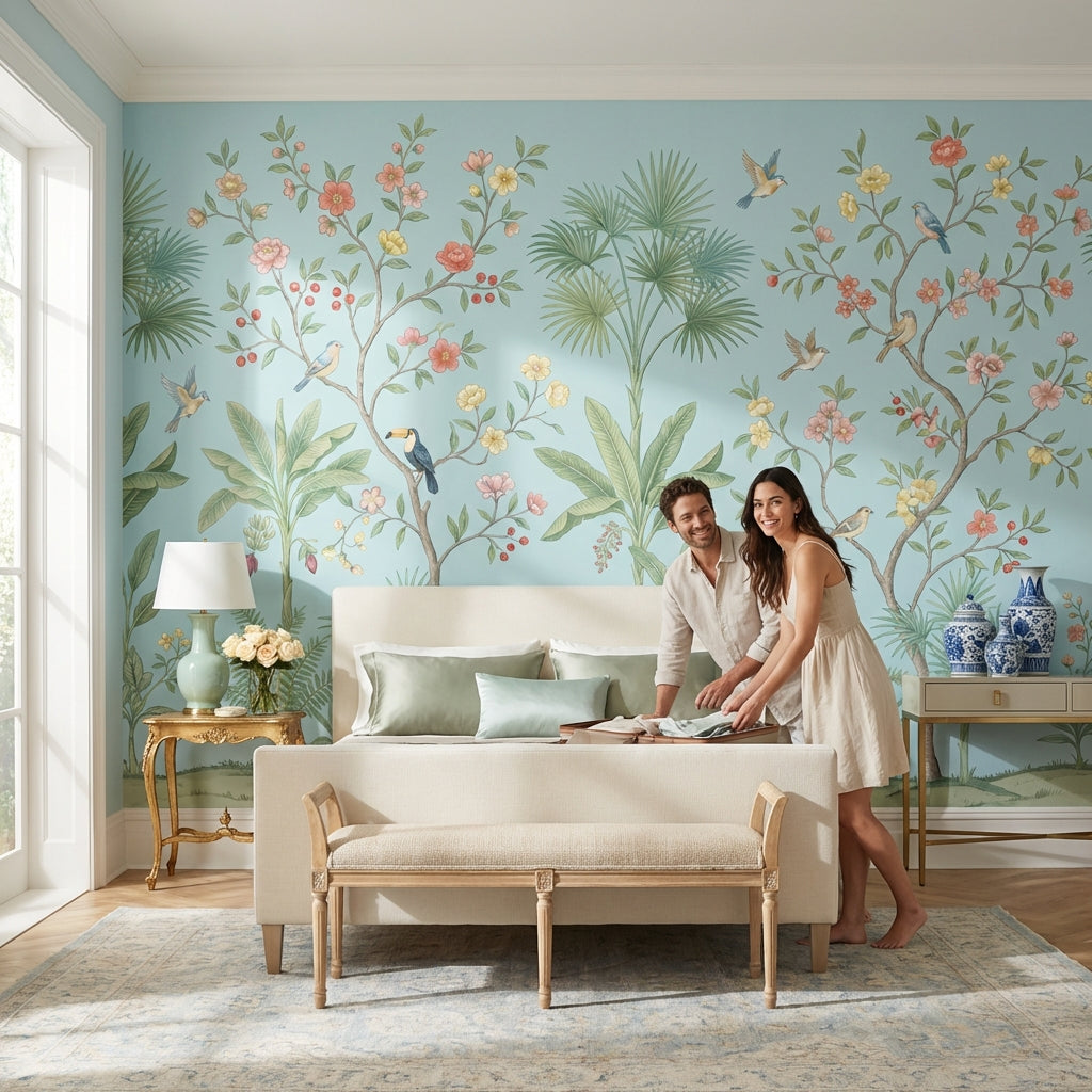 Floral Wallpaper Birds Garden Wall Mural