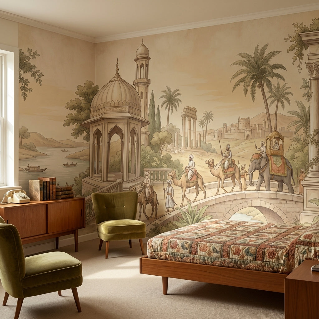 Vintage Architecture Wallpaper Middle Eastern Camel Wall Mural