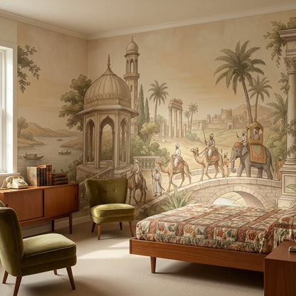 Vintage Architecture Wallpaper Middle Eastern Camel Wall Mural