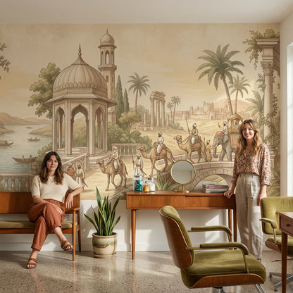 Vintage Architecture Wallpaper Middle Eastern Camel Wall Mural