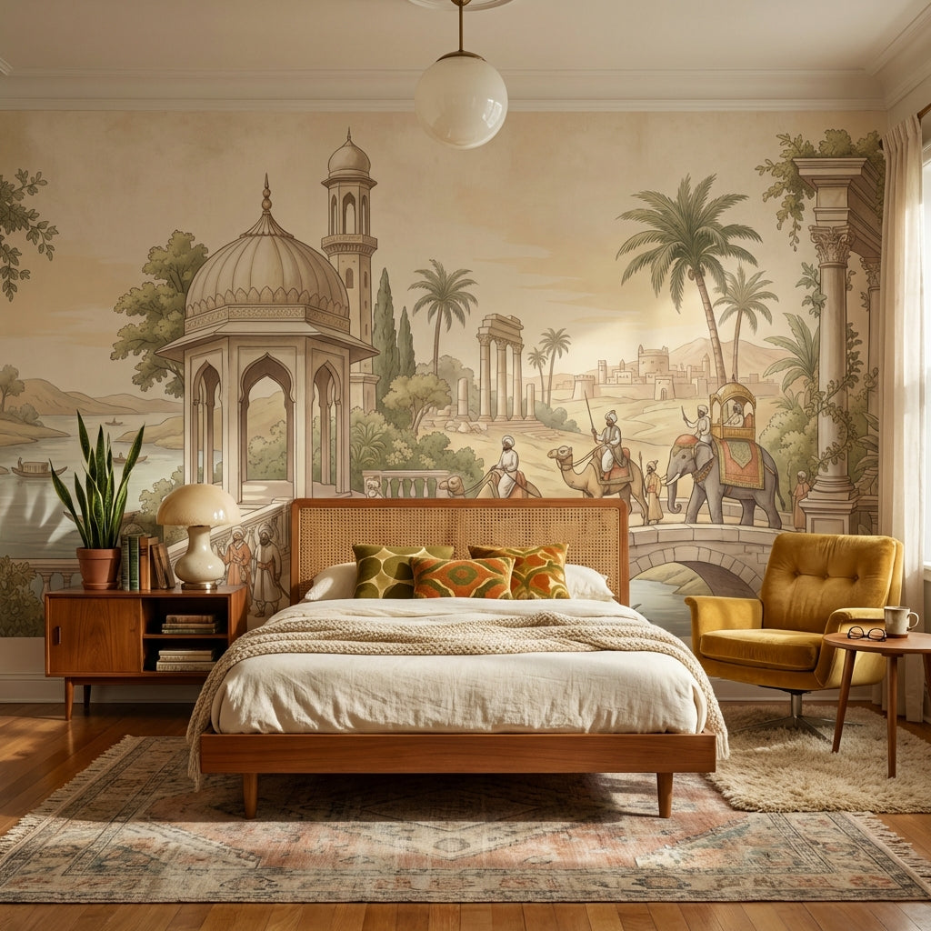 Vintage Architecture Wallpaper Middle Eastern Camel Wall Mural
