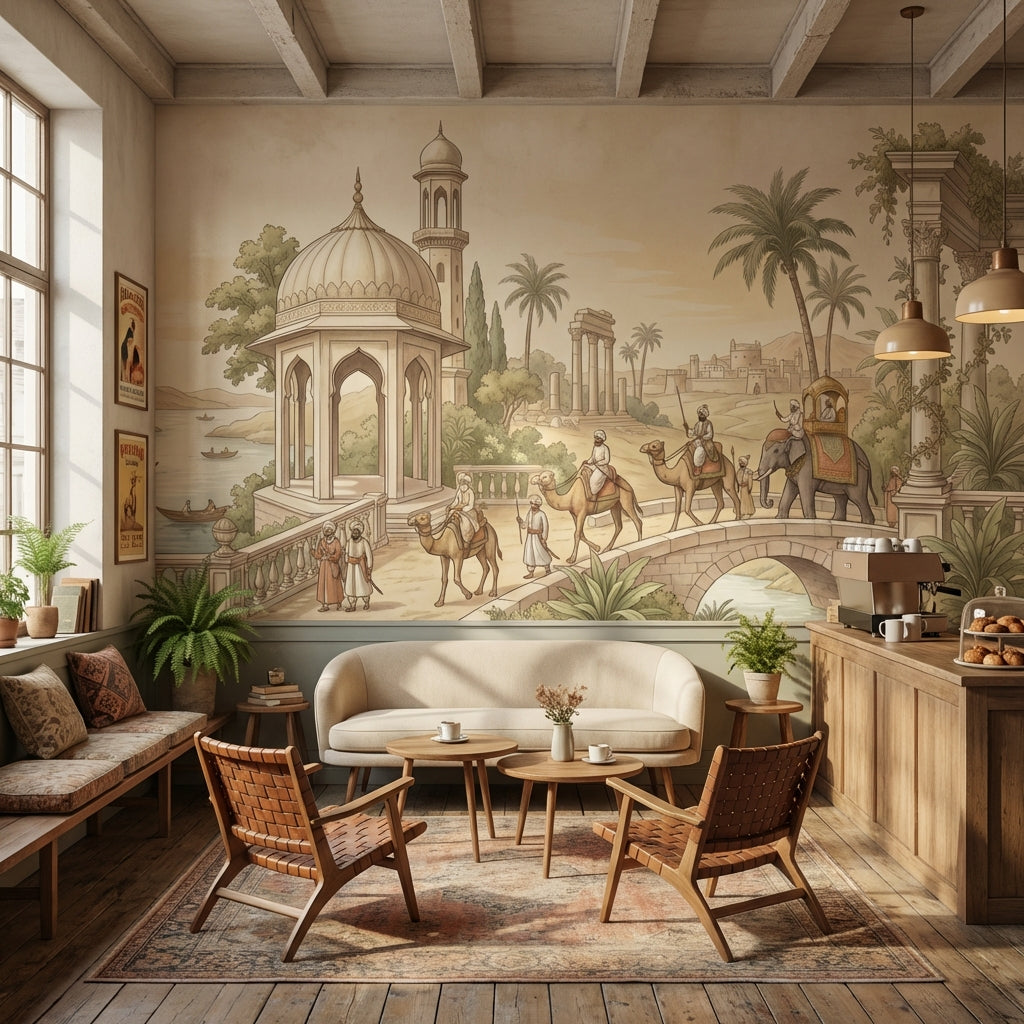 Vintage Architecture Wallpaper Middle Eastern Camel Wall Mural