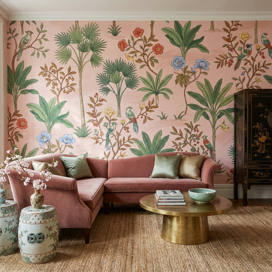 Vintage Birds Wallpaper Floral Tropical Wall Decor