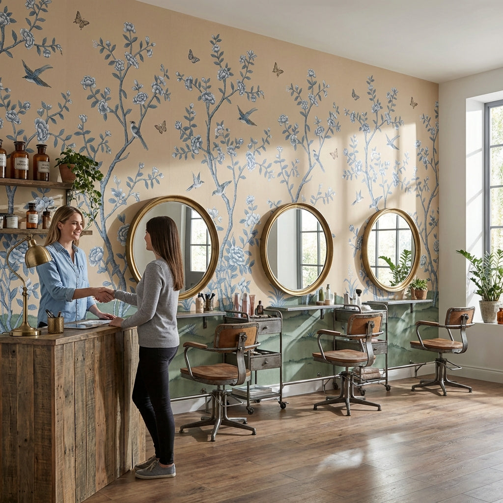 Floral Wallpaper Birds Nature Wall Mural