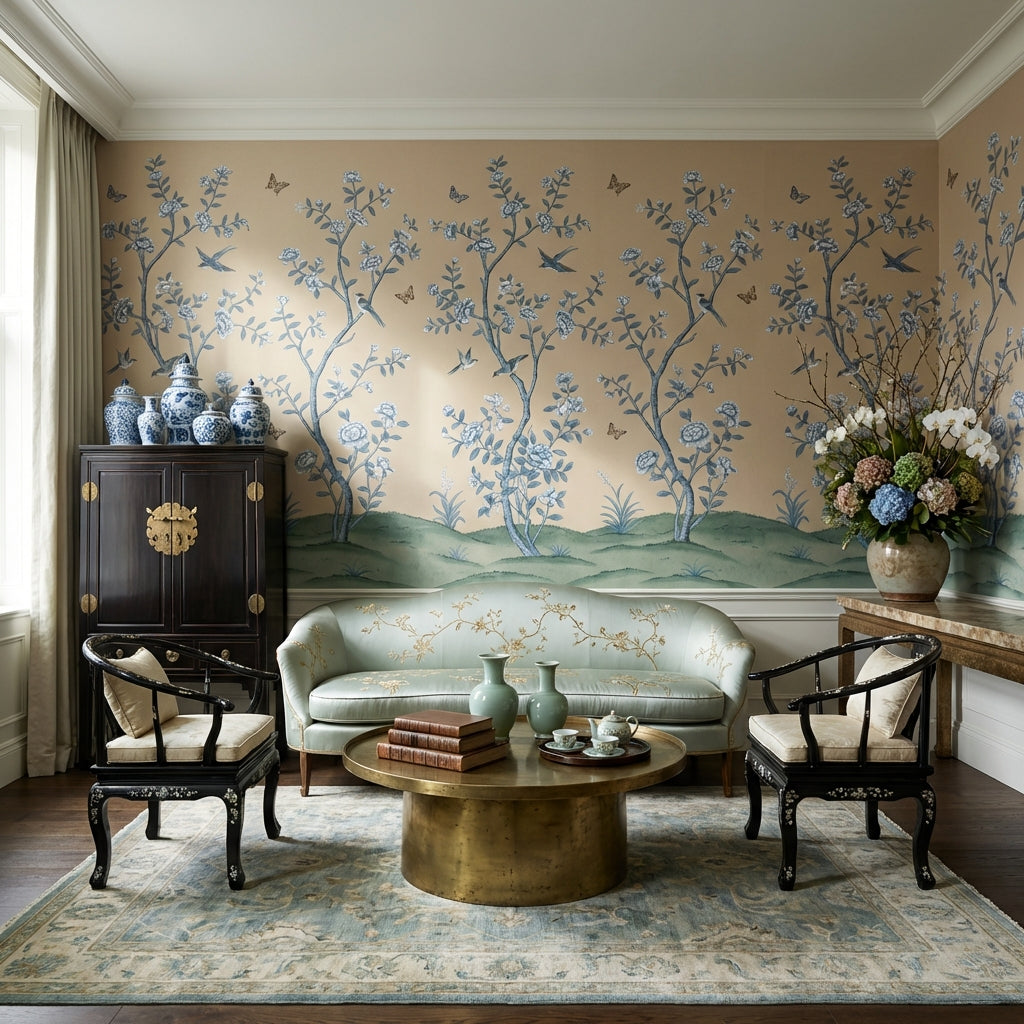 Floral Wallpaper Birds Nature Wall Mural