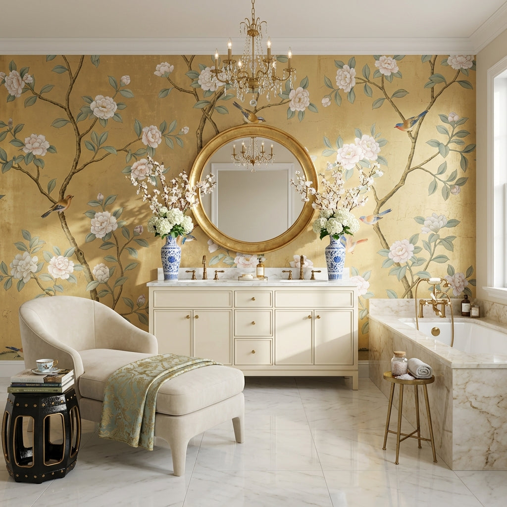 Floral Wallpaper Birds Traditional Wall Mural