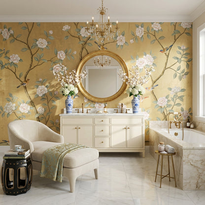 Floral Wallpaper Birds Traditional Wall Mural