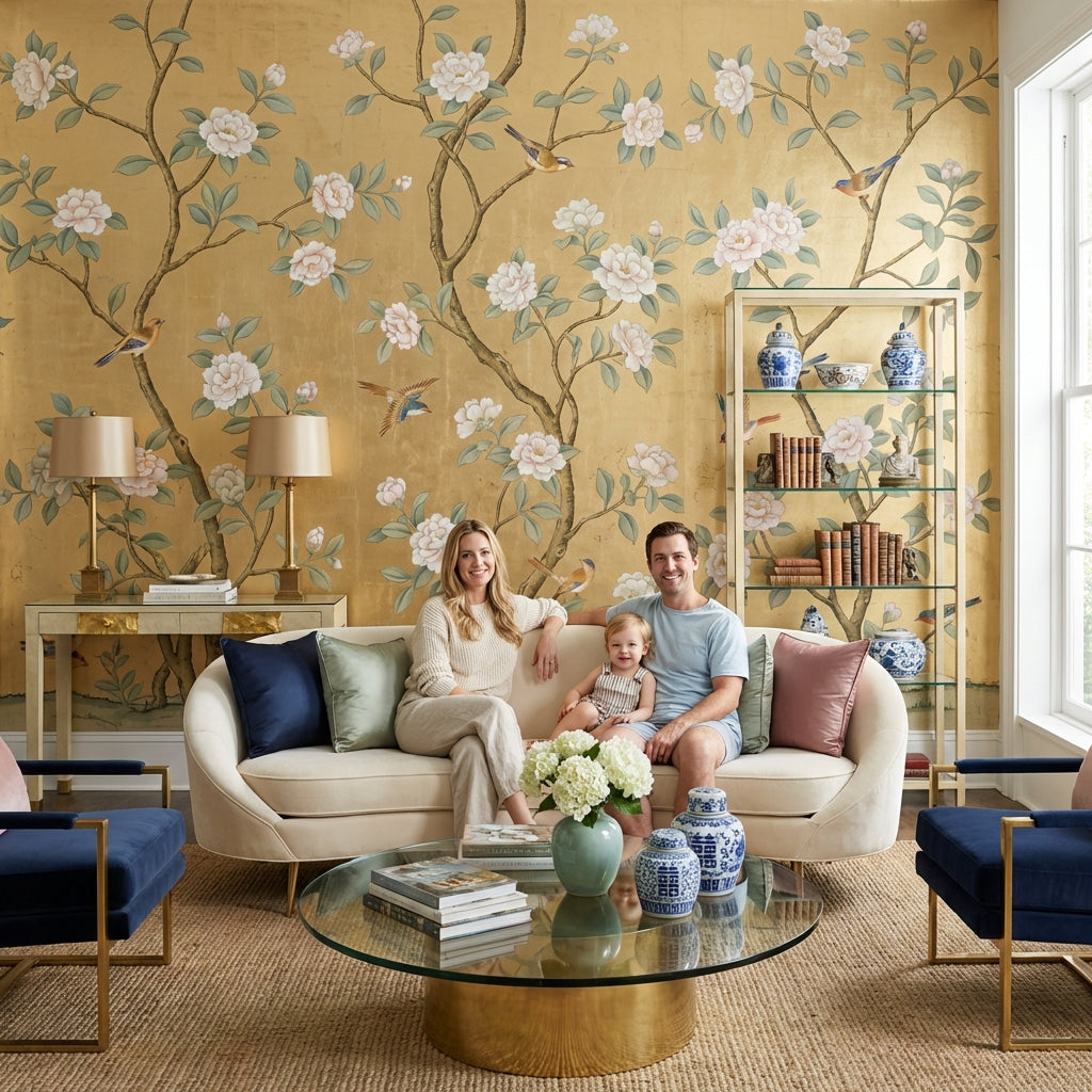 Floral Wallpaper Birds Traditional Wall Mural