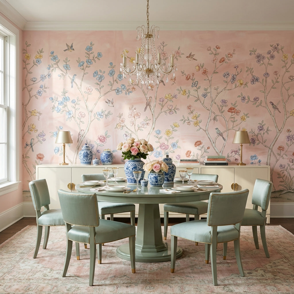 Chinoiserie Birds Wallpaper Vintage Floral Wall Mural