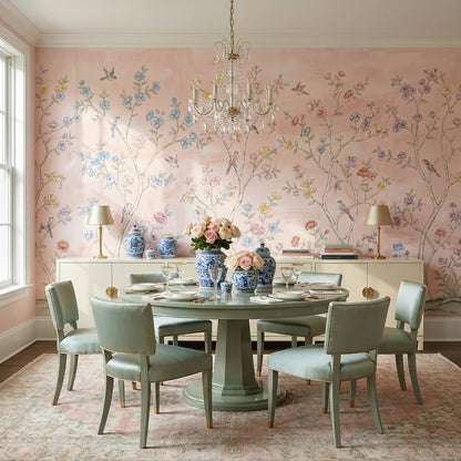 Chinoiserie Birds Wallpaper Vintage Floral Wall Mural