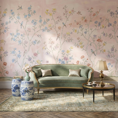 Chinoiserie Birds Wallpaper Vintage Floral Wall Mural