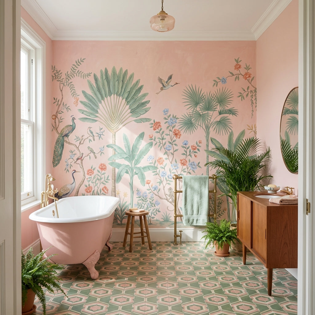 Tropical Birds Wallpaper Vintage Chinoiserie Wall Mural