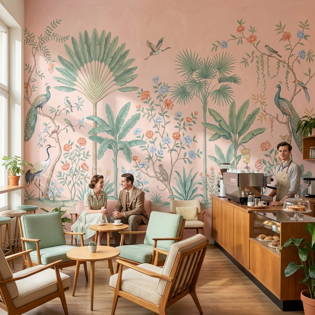 Tropical Birds Wallpaper Vintage Chinoiserie Wall Mural